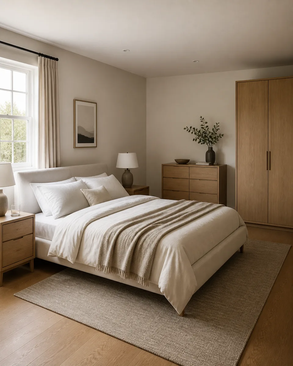 Bedroom furniture in a calm contemporary interior