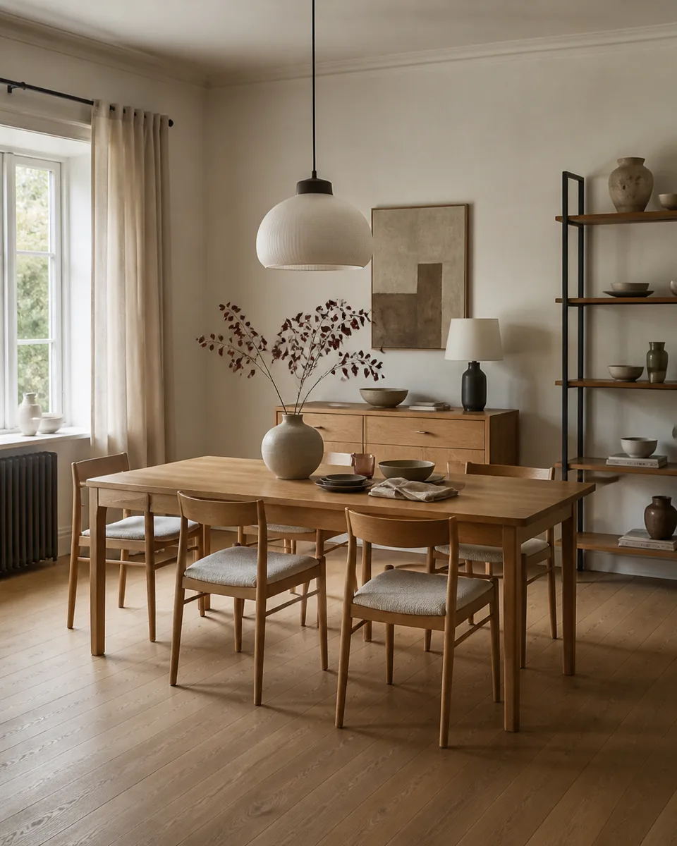 Dining room furniture in a calm contemporary interior