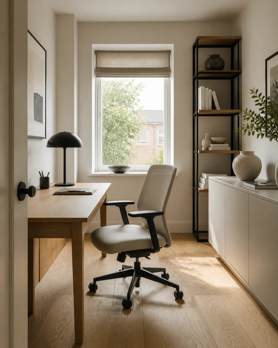 Home office furniture in a calm contemporary interior