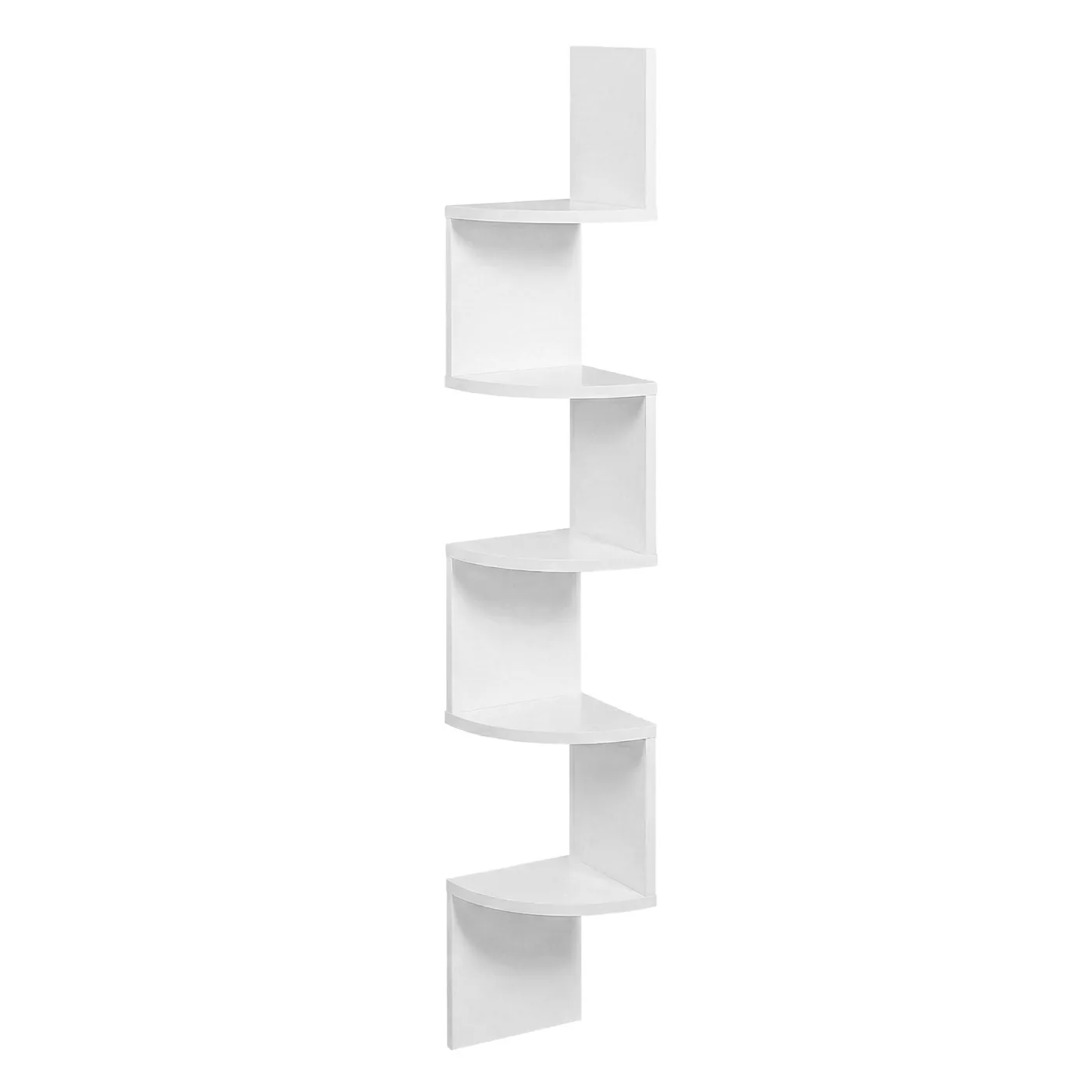 White five-tier zigzag corner wall shelf